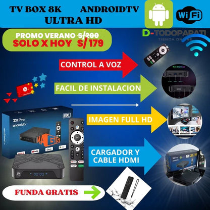z28 Pro TV Box 8K Android WIFI 64GB+RAM 4GB - MAGIS TV ILIMITADO - Control con Comando de Voz