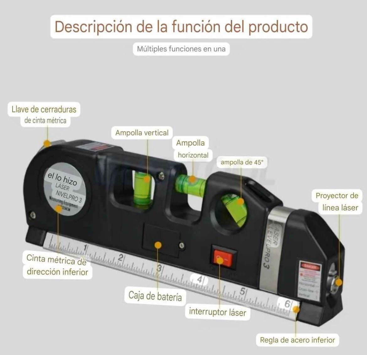 Herramienta Profesional: Nivel Láser 4 en 1 - LASERPRO3